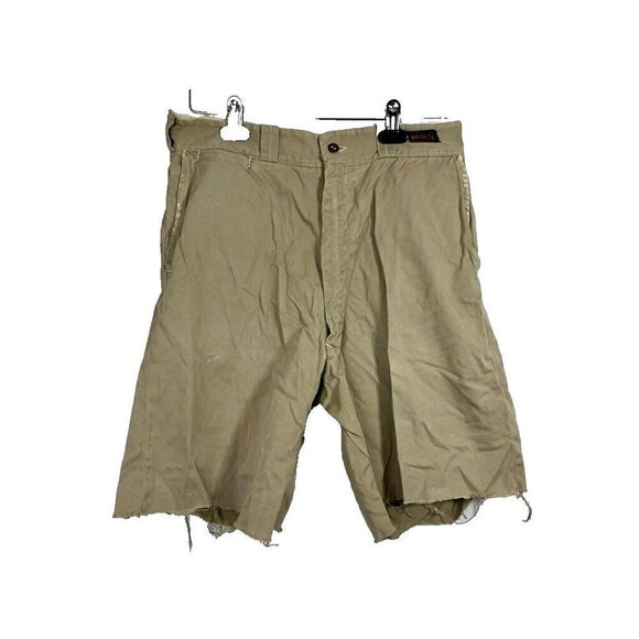 VTG Big Smith Men's 50s Army Cloth Khaki Tan Cut Off Shorts Sz 30x8 - Picture 1 of 10